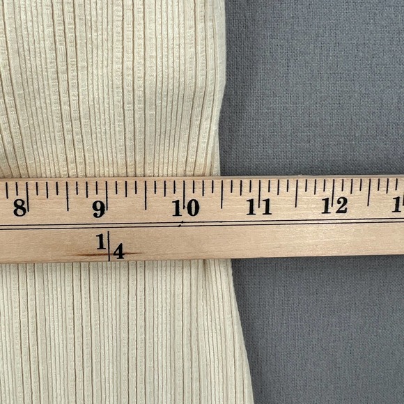 ENZA COSTA Dress Womens Small Cream Rib Scoop Back Midi Dress Stretch Low Back - Picture 14 of 16